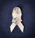 Massachusetts State Police Blue Ribbon Lapel Pin Silver